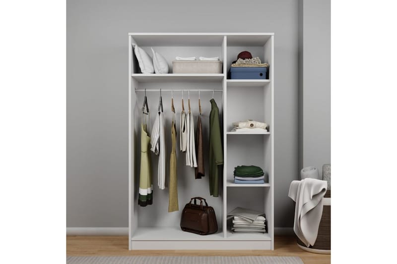 Olera Garderobesskåp 120x180 cm - Hvit - Oppbevaring - Klesoppbevaring - Garderober & garderobesystem - Garderobeskap & klesskap