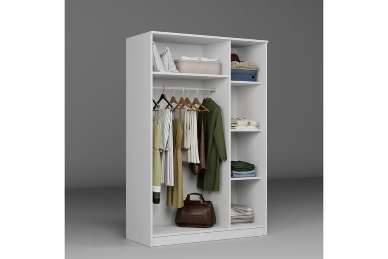 Olera Garderobesskåp 120x180 cm - Hvit - Oppbevaring - Klesoppbevaring - Garderober & garderobesystem - Garderobeskap & klesskap