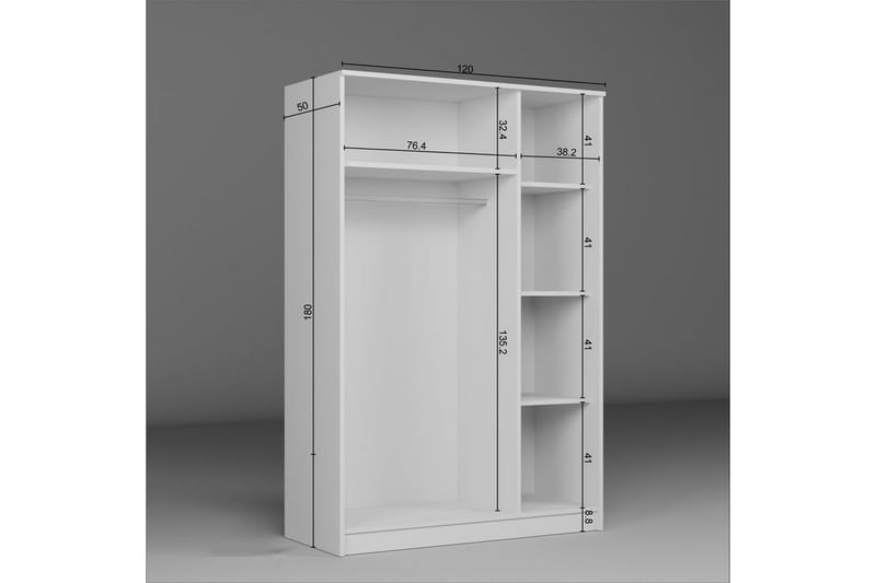 Olera Garderobesskåp 120x180 cm - Hvit - Oppbevaring - Klesoppbevaring - Garderober & garderobesystem - Garderobeskap & klesskap