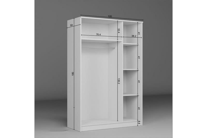 Olera Garderobesskåp 120x180 cm - Hvit - Oppbevaring - Klesoppbevaring - Garderober & garderobesystem - Hjørnegarderobe