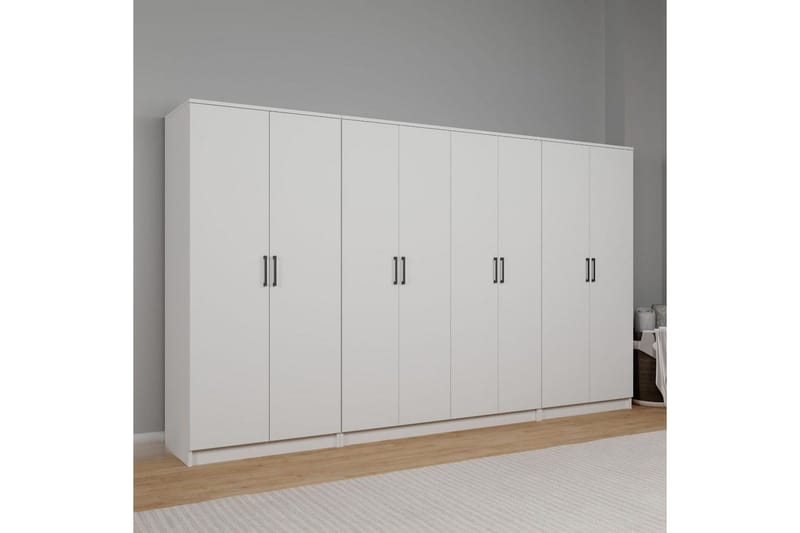 Olera Garderobesskåp 300x180 cm - Hvit - Oppbevaring - Klesoppbevaring - Garderober & garderobesystem - Garderobeskap & klesskap