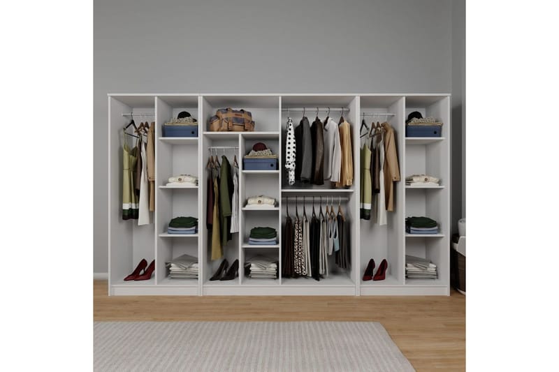 Olera Garderobesskåp 300x180 cm - Hvit - Oppbevaring - Klesoppbevaring - Garderober & garderobesystem - Garderobeskap & klesskap