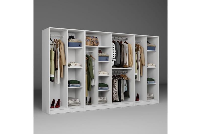 Olera Garderobesskåp 300x180 cm - Hvit - Oppbevaring - Klesoppbevaring - Garderober & garderobesystem - Garderobeskap & klesskap