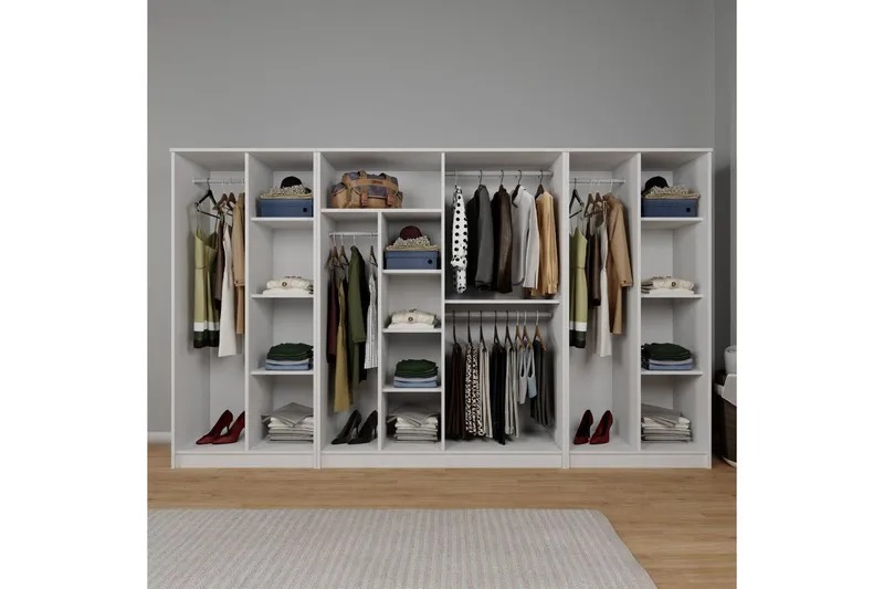 Olera Garderobesskåp 300x180 cm - Hvit - Oppbevaring - Klesoppbevaring - Garderober & garderobesystem - Hjørnegarderobe