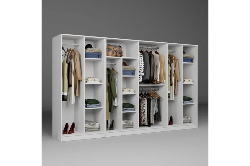 Olera Garderobesskåp 300x180 cm - Hvit - Oppbevaring - Klesoppbevaring - Garderober & garderobesystem - Garderobeskap & klesskap
