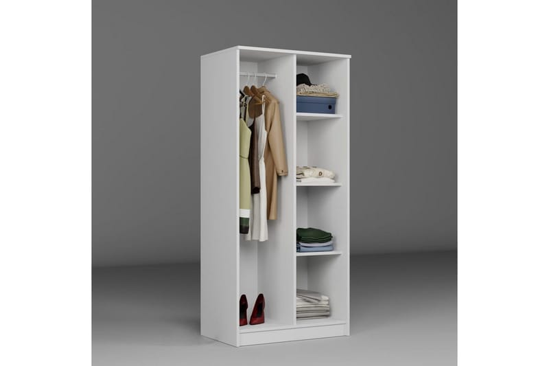Olera Garderobesskåp 80x180 cm - Hvit - Oppbevaring - Klesoppbevaring - Garderober & garderobesystem - Hjørnegarderobe