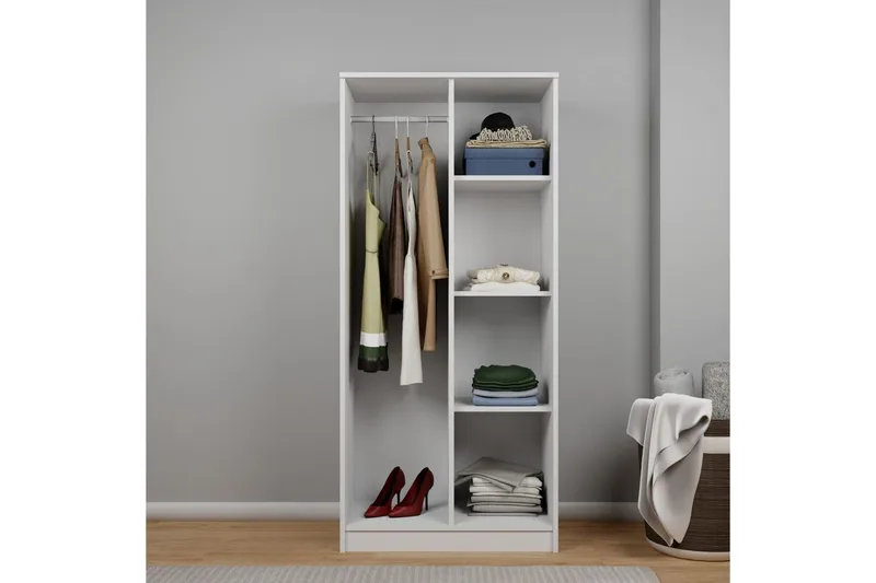 Olera Garderobesskåp 80x180 cm - Hvit - Oppbevaring - Klesoppbevaring - Garderober & garderobesystem - Garderobeskap & klesskap