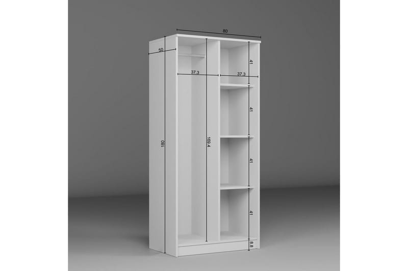 Olera Garderobesskåp 80x180 cm - Hvit - Oppbevaring - Klesoppbevaring - Garderober & garderobesystem - Garderobeskap & klesskap