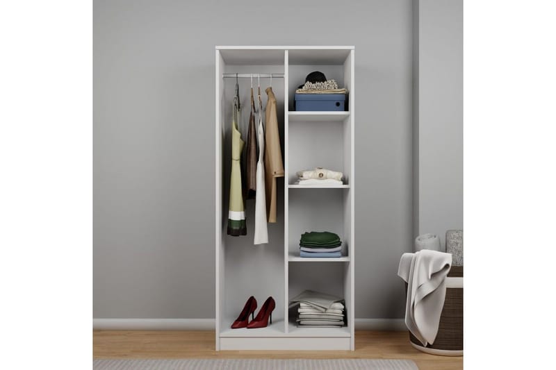 Olera Garderobesskåp 80x180 cm - Hvit - Oppbevaring - Klesoppbevaring - Garderober & garderobesystem - Hjørnegarderobe