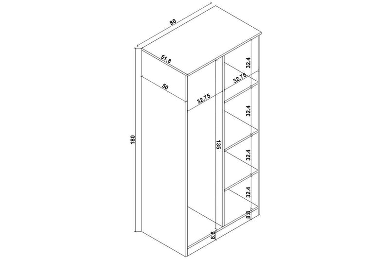 Olera Garderobesskåp 80x180 cm - Natur - Oppbevaring - Klesoppbevaring - Garderober & garderobesystem - Hjørnegarderobe