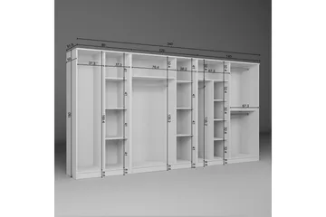 Olera Hjørnegarderobe 340x180 cm - Hvit - Oppbevaring - Klesoppbevaring - Garderober & garderobesystem - Garderobeskap & klesskap