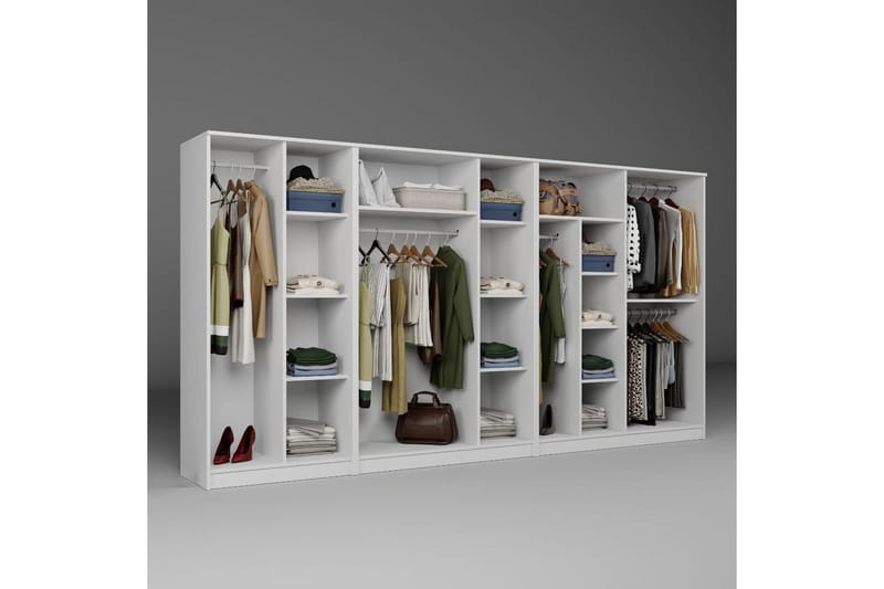 Olera Hjørnegarderobe 340x180 cm - Hvit - Oppbevaring - Klesoppbevaring - Garderober & garderobesystem - Garderobeskap & klesskap