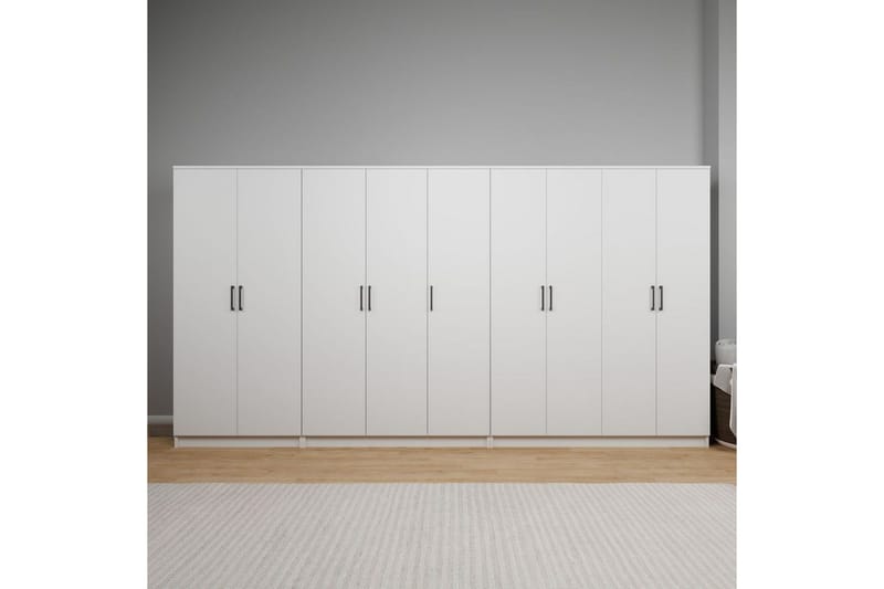 Olera Hjørnegarderobe 340x180 cm - Hvit - Oppbevaring - Klesoppbevaring - Garderober & garderobesystem - Hjørnegarderobe