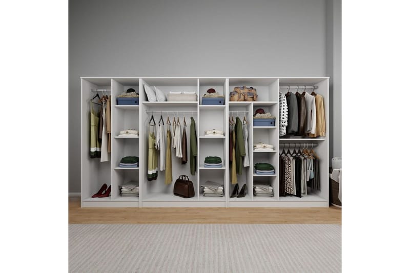 Olera Hjørnegarderobe 340x180 cm - Hvit - Oppbevaring - Klesoppbevaring - Garderober & garderobesystem - Garderobeskap & klesskap