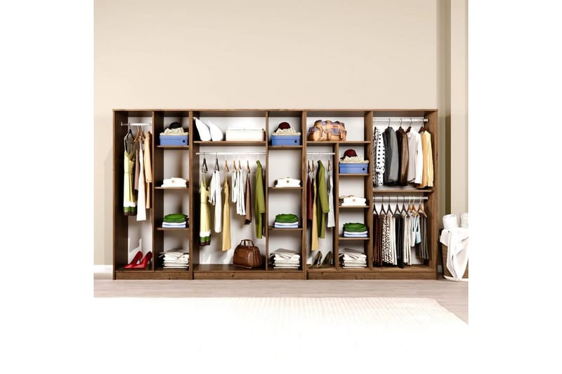 Olera Hjørnegarderobe 340x180 cm - Natur - Oppbevaring - Klesoppbevaring - Garderober & garderobesystem - Garderobeskap & klesskap