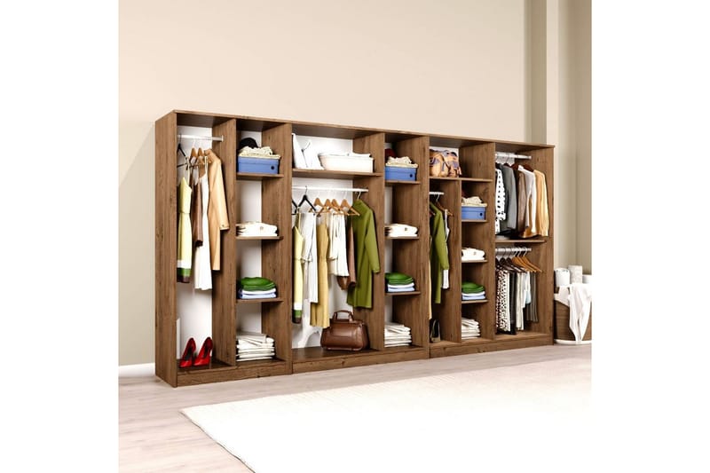 Olera Hjørnegarderobe 340x180 cm - Natur - Oppbevaring - Klesoppbevaring - Garderober & garderobesystem