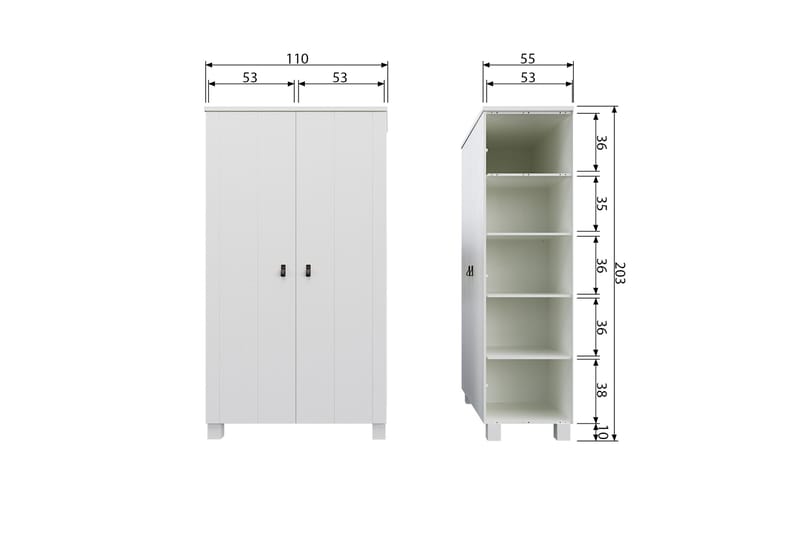 Ollerz Garderobe 55x111 cm - Hvit - Oppbevaring - Klesoppbevaring - Garderober & garderobesystem