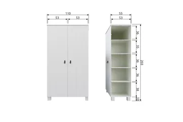 Ollerz Garderobe 55x111 cm - Hvit - Oppbevaring - Klesoppbevaring - Garderober & garderobesystem