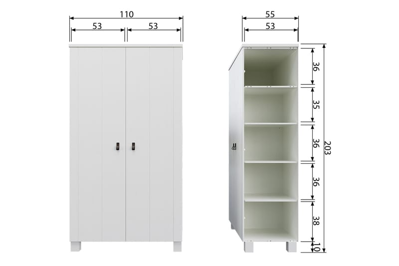 Ollerz Garderobe 55x111 cm - Hvit - Oppbevaring - Klesoppbevaring - Garderober & garderobesystem