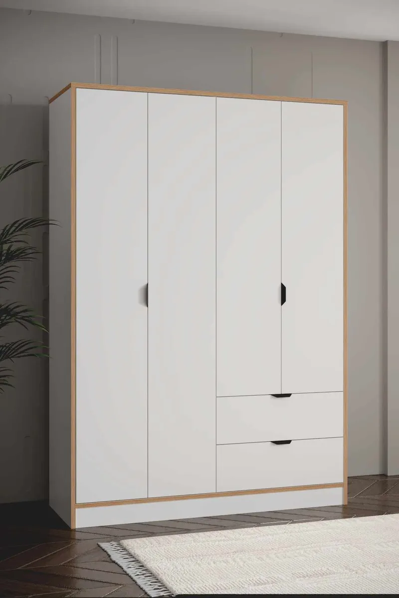 Olyros garderobe 145x182 cm - Hvit - Oppbevaring - Klesoppbevaring - Garderober & garderobesystem - Garderobeskap & klesskap