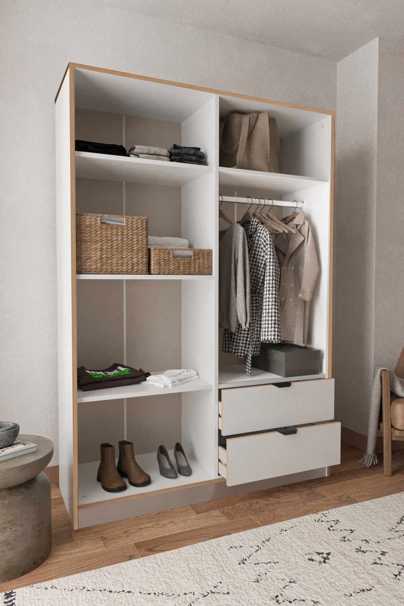 Olyros garderobe 145x182 cm - Hvit - Oppbevaring - Klesoppbevaring - Garderober & garderobesystem - Garderobeskap & klesskap