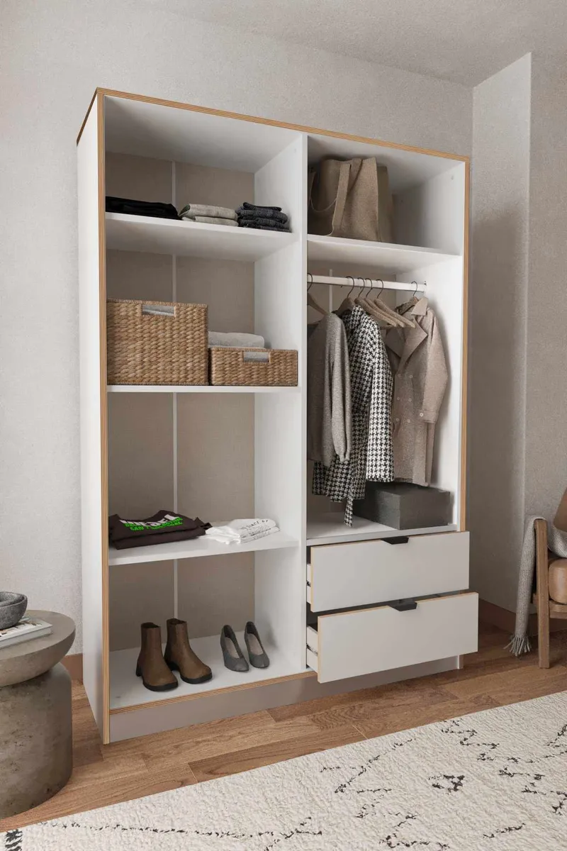 Olyros garderobe 145x182 cm - Hvit - Oppbevaring - Klesoppbevaring - Garderober & garderobesystem - Garderobeskap & klesskap