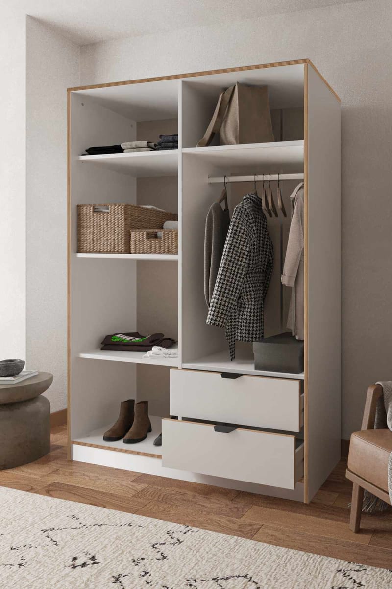 Olyros garderobe 145x182 cm - Hvit - Oppbevaring - Klesoppbevaring - Garderober & garderobesystem - Garderobeskap & klesskap