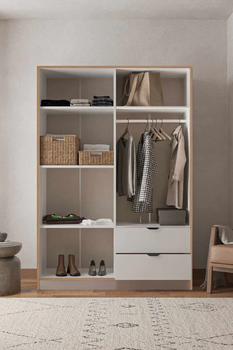 Olyros garderobe 145x182 cm - Hvit - Oppbevaring - Klesoppbevaring - Garderober & garderobesystem - Garderobeskap & klesskap