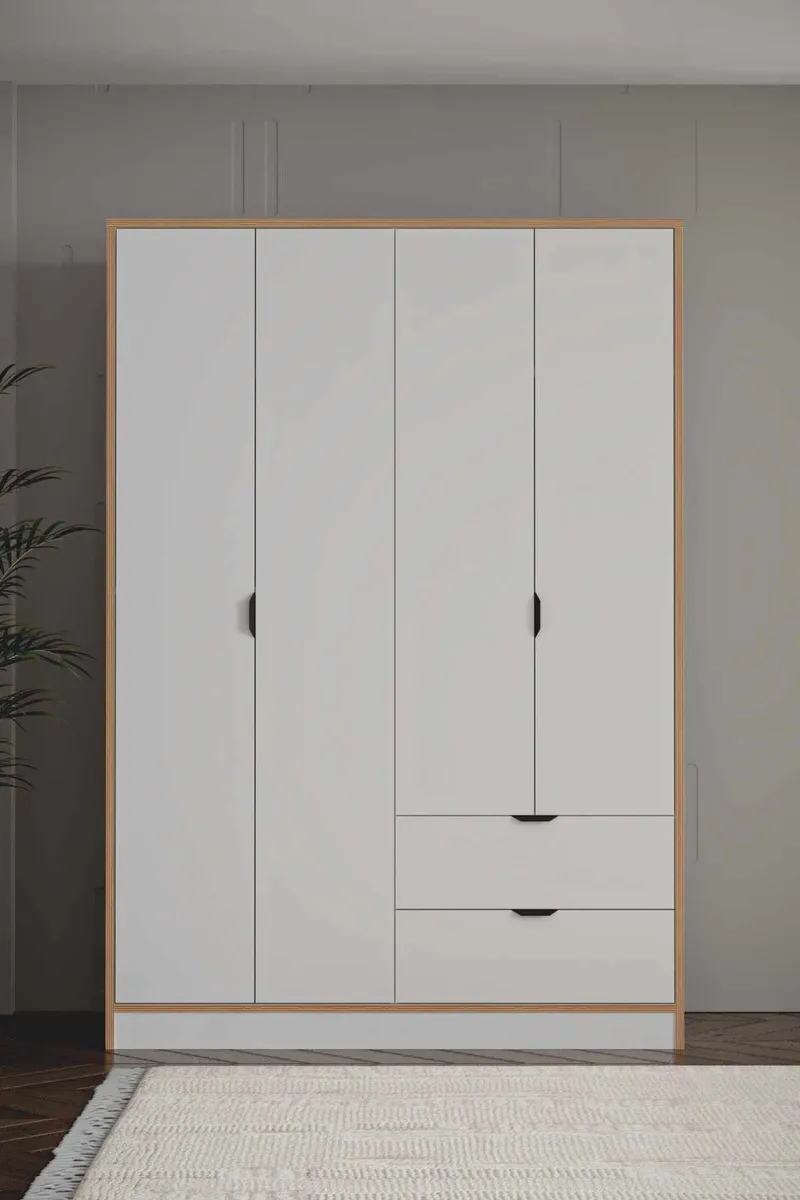 Olyros garderobe 145x182 cm - Hvit - Oppbevaring - Klesoppbevaring - Garderober & garderobesystem - Garderobeskap & klesskap