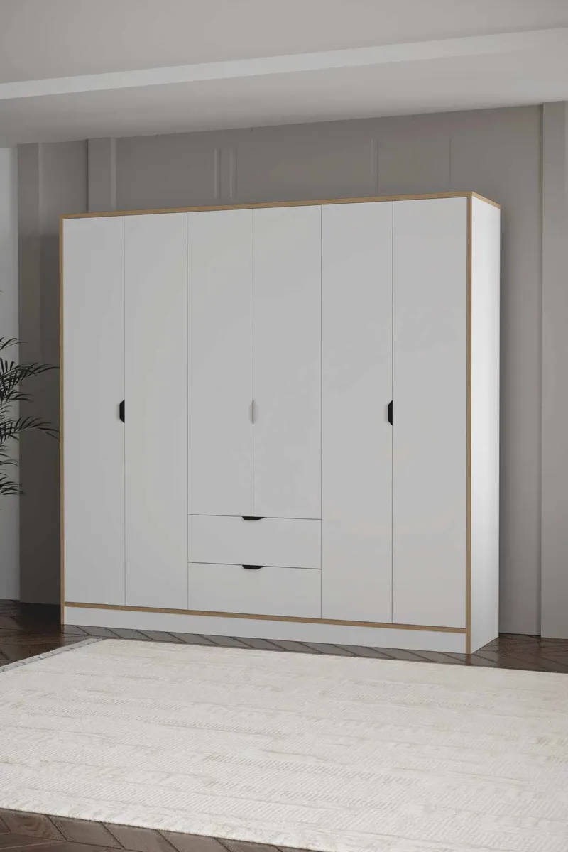 Olyros garderobe 190x182 cm - Hvit - Oppbevaring - Klesoppbevaring - Garderober & garderobesystem - Garderobeskap & klesskap