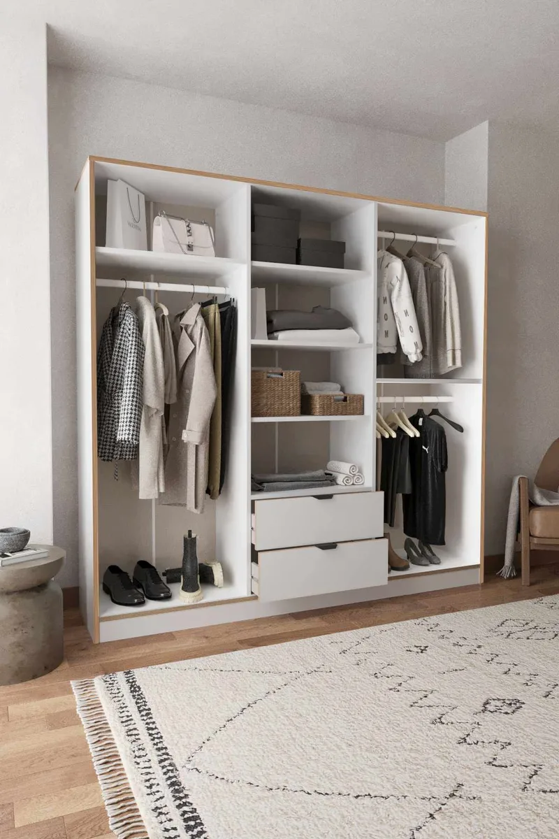 Olyros garderobe 190x182 cm - Hvit - Oppbevaring - Klesoppbevaring - Garderober & garderobesystem - Garderobeskap & klesskap