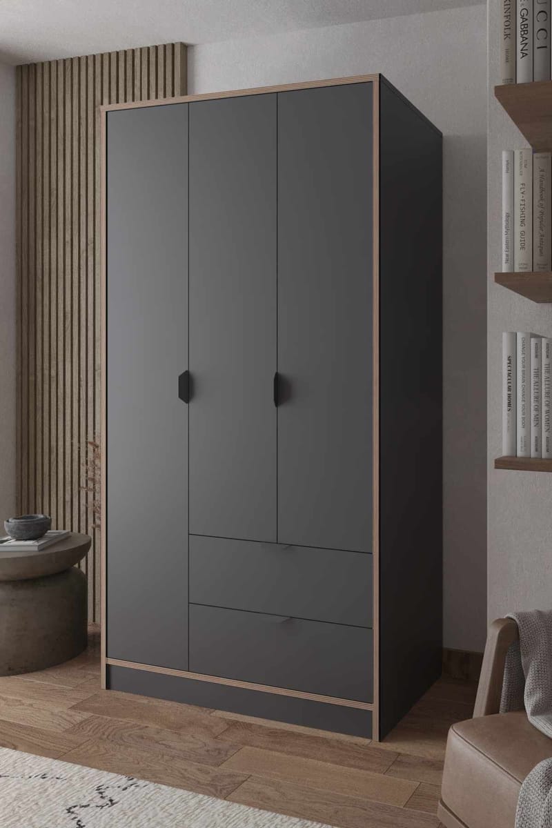 Olyros garderobe 97x182 cm - Antrasitt - Oppbevaring - Klesoppbevaring - Garderober & garderobesystem - Garderobeskap & klesskap