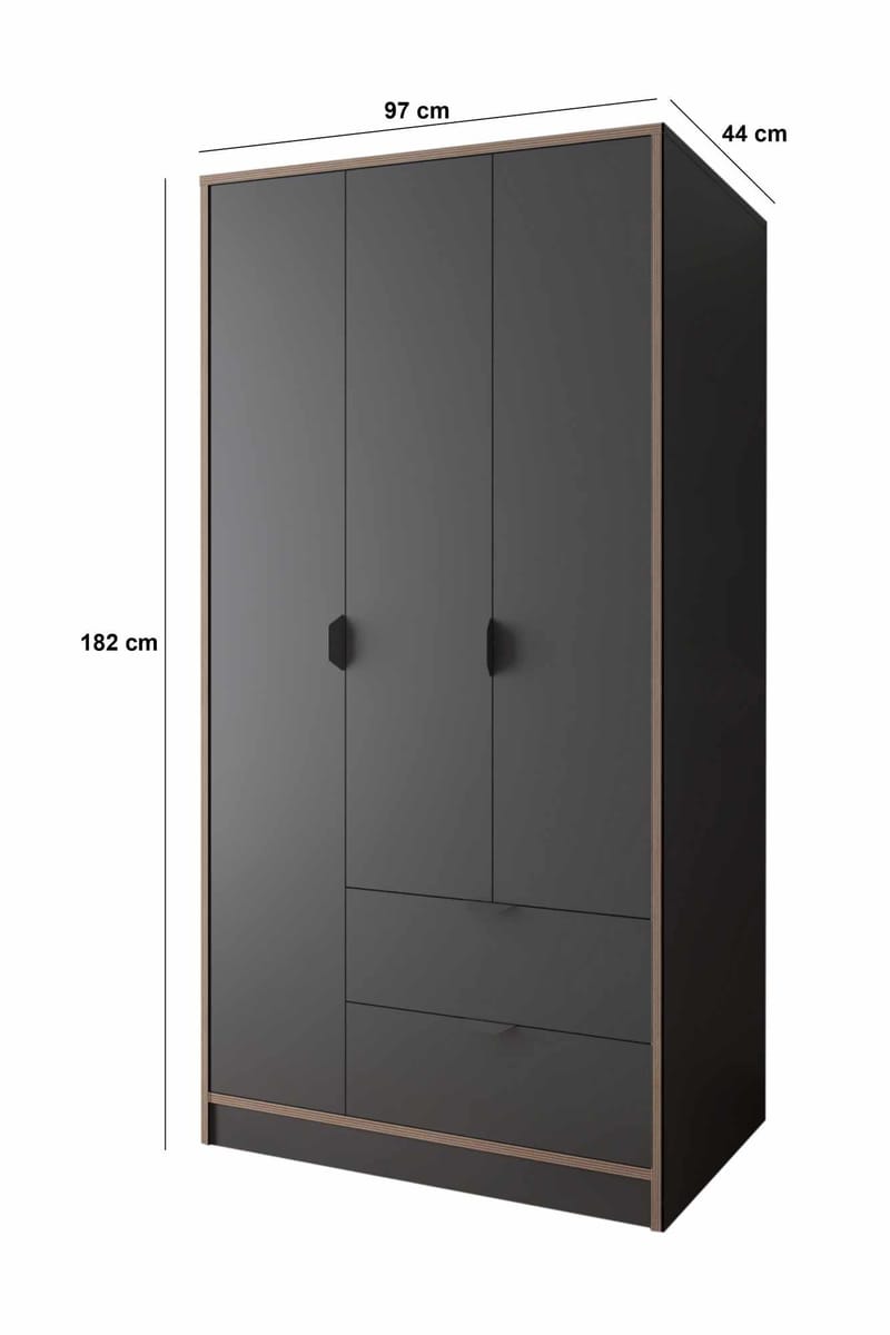 Olyros garderobe 97x182 cm - Antrasitt - Oppbevaring - Klesoppbevaring - Garderober & garderobesystem - Garderobeskap & klesskap