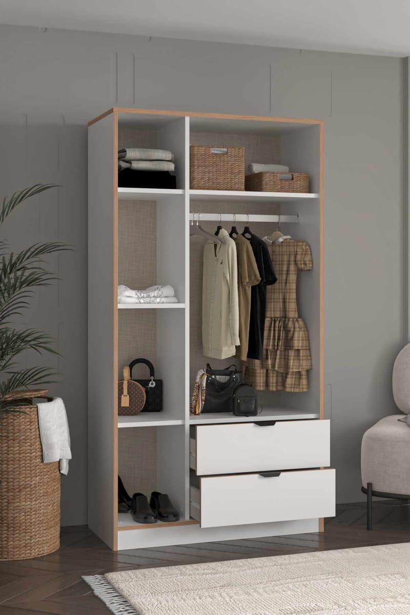 Olyros garderobe 97x182 cm - Hvit - Oppbevaring - Klesoppbevaring - Garderober & garderobesystem - Garderobeskap & klesskap