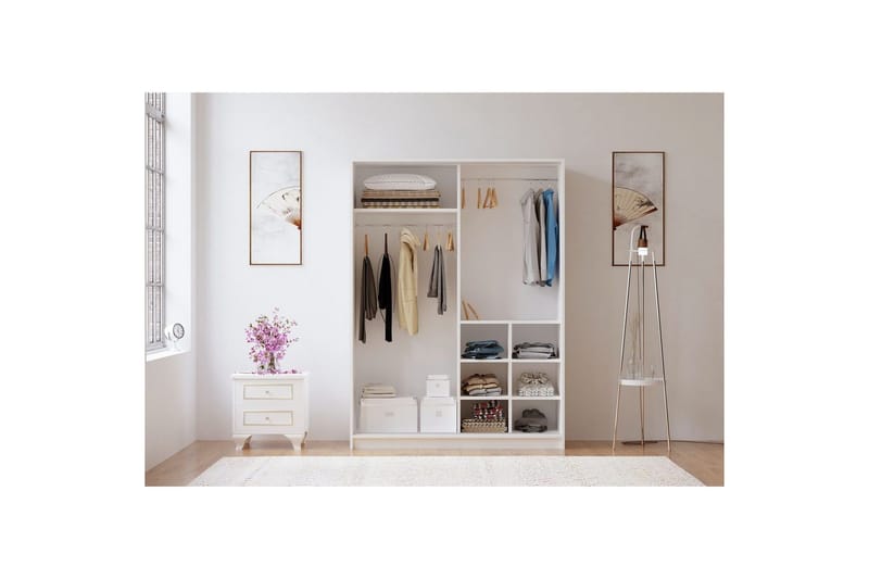 Olyven Garderobe 140x190 cm - Matt Hvit - Oppbevaring - Klesoppbevaring - Garderober & garderobesystem