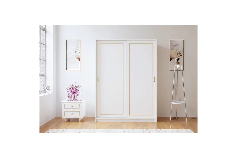 Olyven Garderobe 140x190 cm - Matt Hvit - Oppbevaring - Klesoppbevaring - Garderober & garderobesystem
