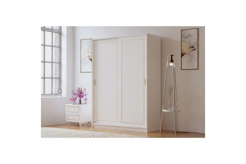 Olyven Garderobe 140x190 cm - Matt Hvit - Oppbevaring - Klesoppbevaring - Garderober & garderobesystem