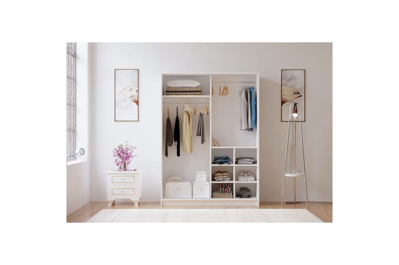 Olyven Garderobe 140x190 cm - Matt Hvit - Oppbevaring - Klesoppbevaring - Garderober & garderobesystem