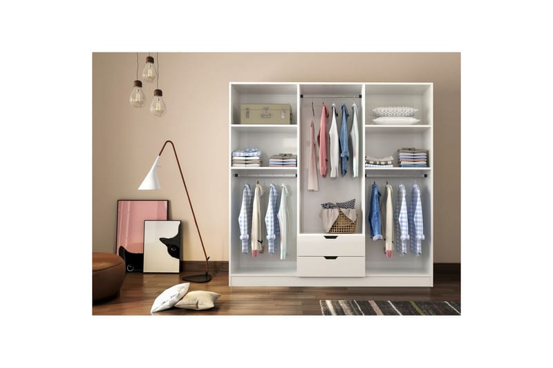 Omrin Garderobe 180x180 cm - Matt Hvit - Oppbevaring - Klesoppbevaring - Garderober & garderobesystem