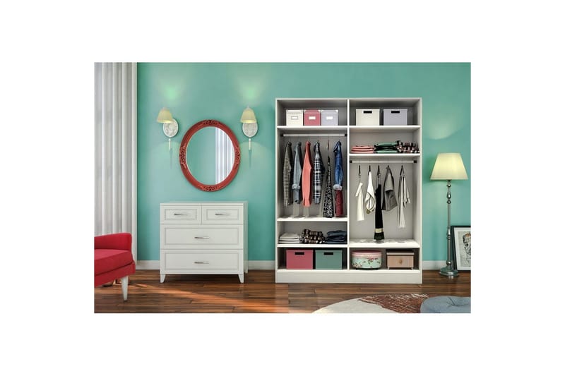 Orlenis Garderobe 140x184 cm - Matt Hvit - Oppbevaring - Klesoppbevaring - Garderober & garderobesystem