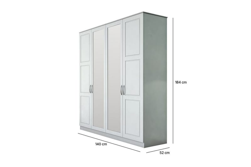 Orlenis Garderobe 140x184 cm - Matt Hvit - Oppbevaring - Klesoppbevaring - Garderober & garderobesystem