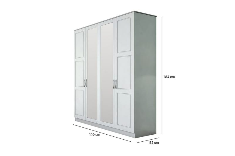 Orlenis Garderobe 140x184 cm - Matt Hvit - Oppbevaring - Klesoppbevaring - Garderober & garderobesystem