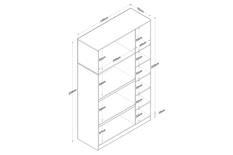 Ostin Garderobe 6 Skap 55x145 cm - Hvit - Garderober & garderobesystem - Garderobeskap & klesskap