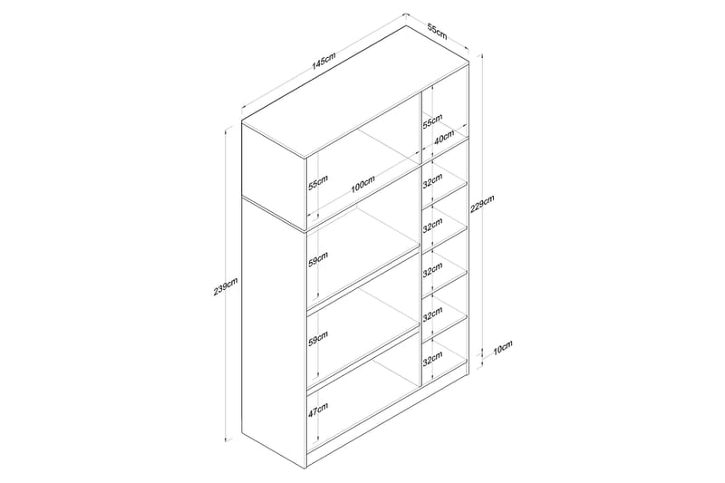 Ostin Garderobe 6 Skap 55x145 cm - Hvit - Oppbevaring - Klesoppbevaring - Garderober & garderobesystem