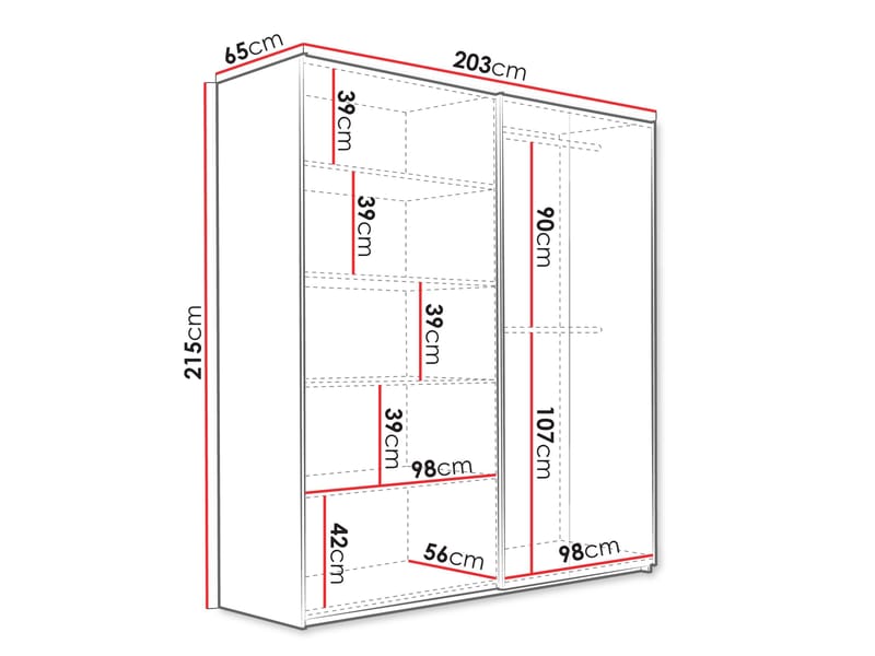 Osval Garderobeskapeskap med speil 203x215 cm - Brun/Svart - Oppbevaring - Klesoppbevaring - Garderober & garderobesystem