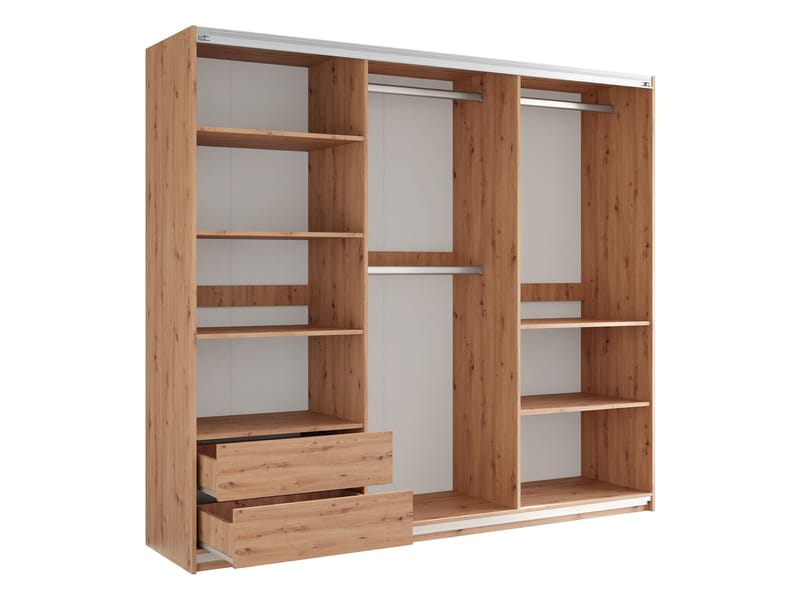 Osval Garderobeskapeskap med speil 250x215 cm - Brun/Svart - Oppbevaring - Klesoppbevaring - Garderober & garderobesystem