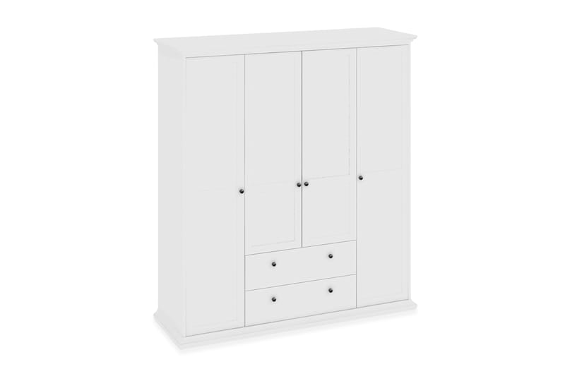 Paris Garderobe 181 cm 4 Dører 2 Skuffer - Hvit - Oppbevaring - Klesoppbevaring - Garderober & garderobesystem