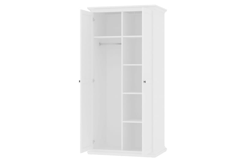 Paris Garderobe 96 cm 2 Dører - Hvit - Oppbevaring - Klesoppbevaring - Garderober & garderobesystem