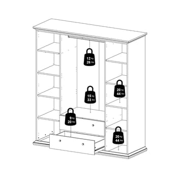 Paris Garderobe med 4 dører og 2 skuffer 181x61x201 cm - Oppbevaring - Klesoppbevaring - Garderober & garderobesystem - Garderobeskap & klesskap