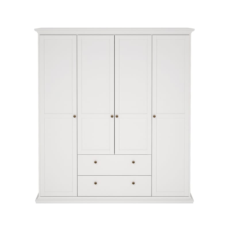 Paris Garderobe med 4 dører og 2 skuffer 181x61x201 cm - Oppbevaring - Klesoppbevaring - Garderober & garderobesystem - Garderobeskap & klesskap